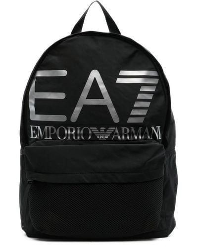 EA7 Logo Print Backpack - Black
