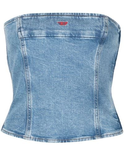 DIESEL Schulterfreies DE-VILLE Cropped-Top im Jeans-Look - Blau