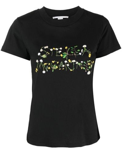 Stella McCartney T-shirt Met Paardenbloem Logoprint - Zwart