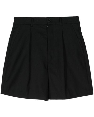Noir Kei Ninomiya Pleated Wool Shorts - Black