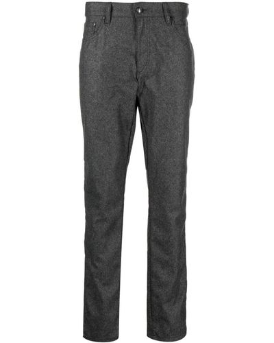 Hackett Flannel Logo-patch Straight-leg Pants - Gray