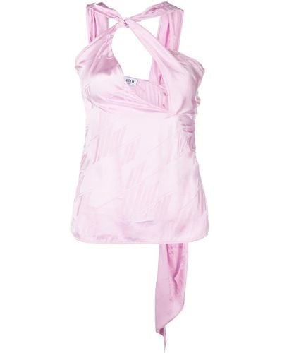 The Attico Cut-out Detailed Satin Blouse - Pink