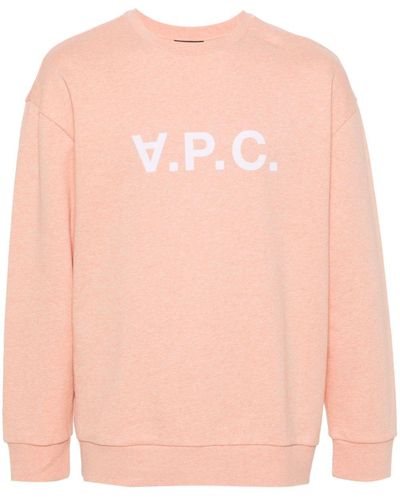 A.P.C. Elliot Flocked-logo Sweatshirt - Pink