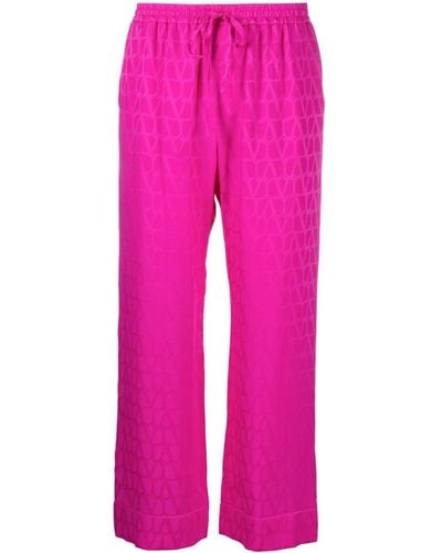 Valentino Garavani Toile Iconographe Silk Pants - Pink