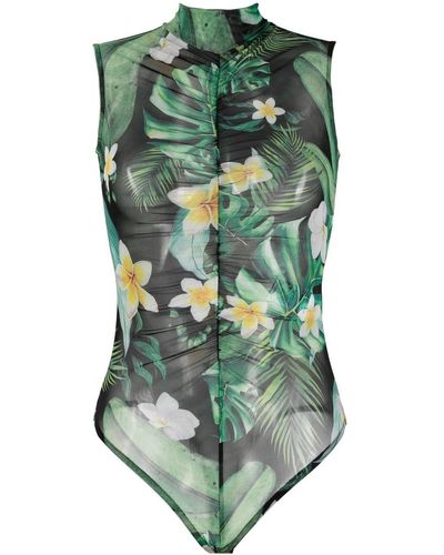 Philipp Plein Graphic-print Sleeveless Bodysuit - Green