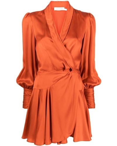 Zimmermann Silk Wrap Mini Dress - Orange