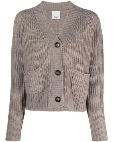 Allude Wool-cashmere Knit Cardigan - Grey