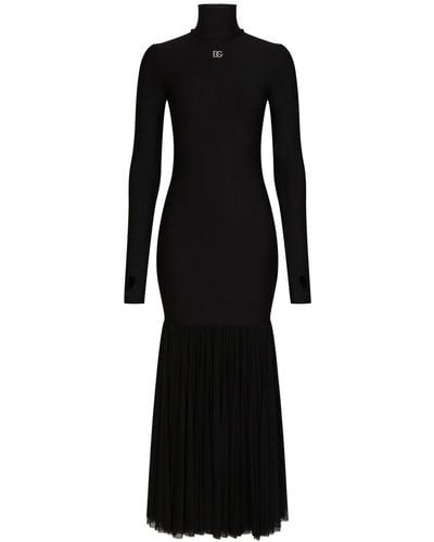 Dolce & Gabbana Ruffle-hem Midi Dress - Black