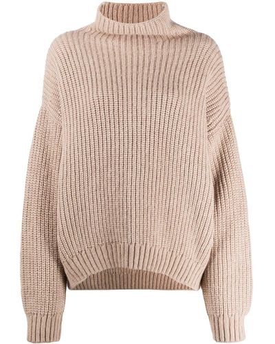 Anine Bing Light Brown Oversized 'sydney' Turtleneck Sweater - Pink