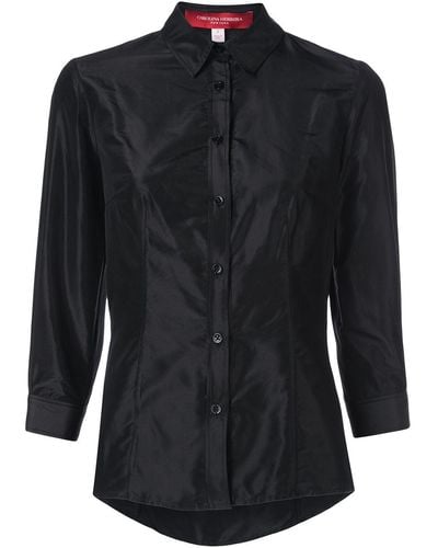 Carolina Herrera Shirt Met Cropped Mouwen - Zwart