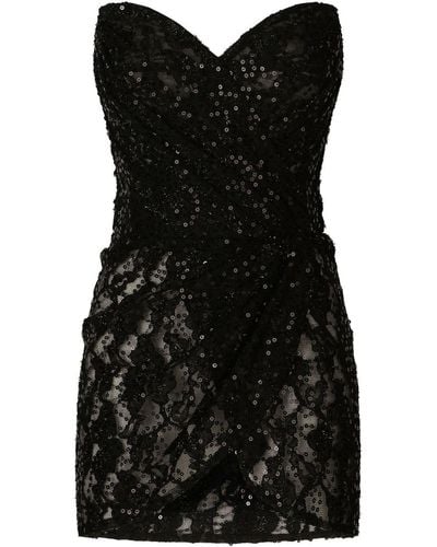 Dolce & Gabbana Sequin-embellished Strapless Minidress - Black