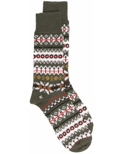 Mackintosh Calcetines de punto Fair Isle - Verde