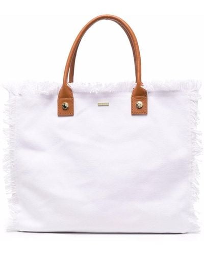 Melissa Odabash Sac cabas Ferrat à finitions effilochées - Blanc