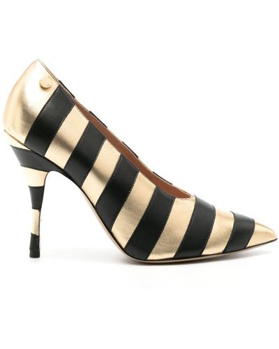 Moschino Striped Metallic Pumps