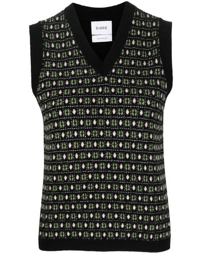 Barrie V-neck Geometric-jacquard Knit Vest - Black
