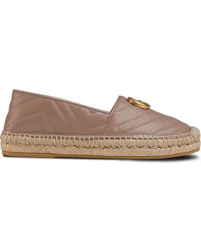 Gucci Leather Espadrille With Double G - Brown