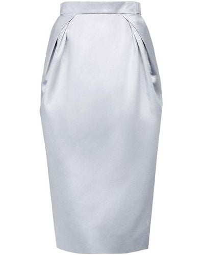 Maison Margiela High-waisted Satin Midi Skirt - White