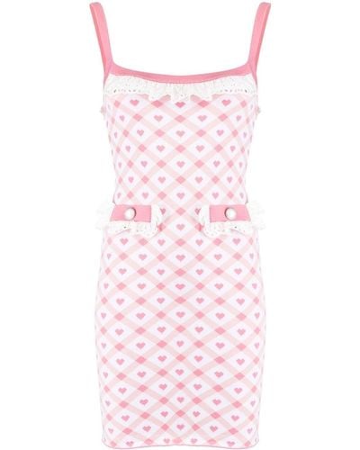 Alessandra Rich Heart-print Knit Minidress - Pink