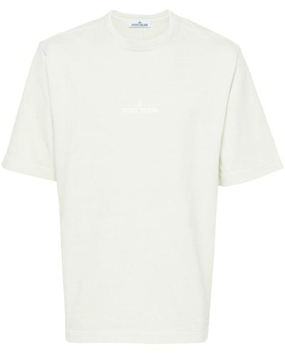 Stone Island T-Shirt mit Logo-Print - Weiß
