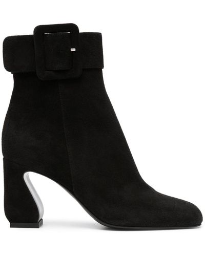 SI ROSSI 85mm Square-toe Leather Boots - Black