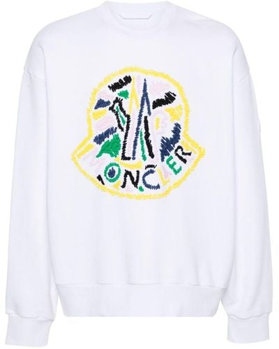 Moncler Logo-embroidered Cotton Sweatshirt - White