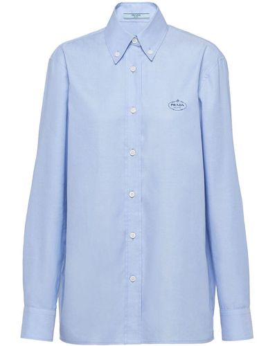 Prada Chemise à logo imprimé - Bleu