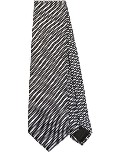 Giorgio Armani Gestreifte Krawatte aus Satin - Schwarz