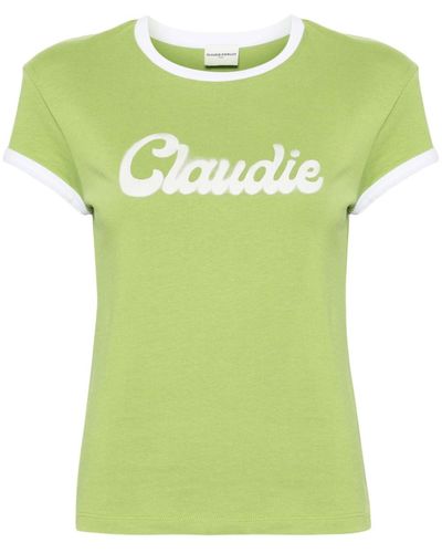 Claudie Pierlot Logo-print Cotton T-shirt - Green