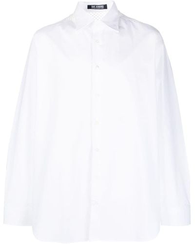 Raf Simons Camisa con detalle de malla - Blanco