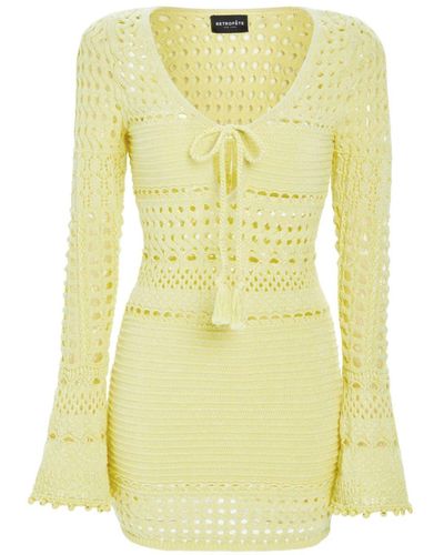 retroféte Peony Knit Crochet Dress - Geel