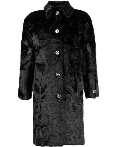 Versace Manteau en fourrure artificielle - Noir