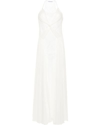 Alberta Ferretti Net-lace Maxi Dress - White