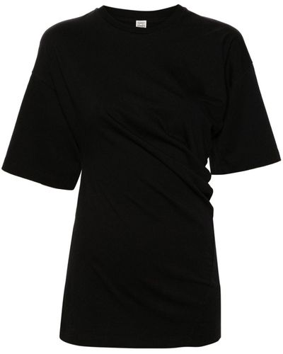 Totême Asymmetrisch T-shirt Van Biologisch Katoen - Zwart