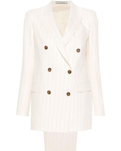 Tagliatore Jasmine Pinstriped Double-breasted Suit - Natural