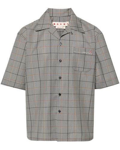Marni Gingham-check Button-up Shirt - Gray