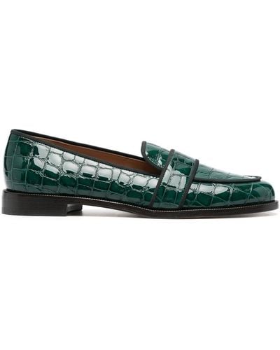 Aquazzura Martin Loafers Met Krokodillenleer-reliëf - Groen