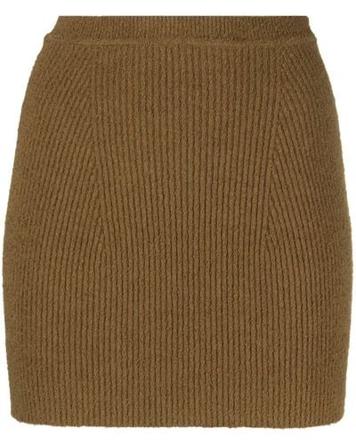 Wardrobe NYC Knitted Straight Miniskirt - Brown