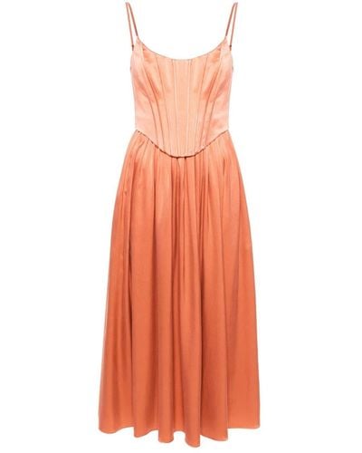 Zimmermann Satin Pleated Dress - オレンジ