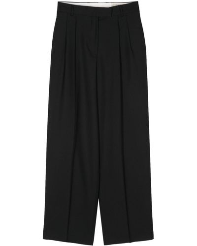 Officine Generale Pleated Tapered Trousers - Black
