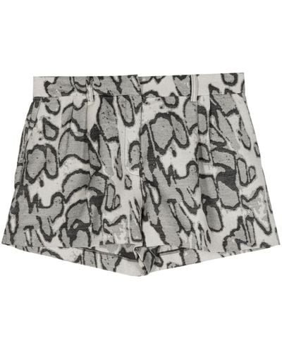 Stella McCartney Abstract-jacquard Pleated Shorts - Gray