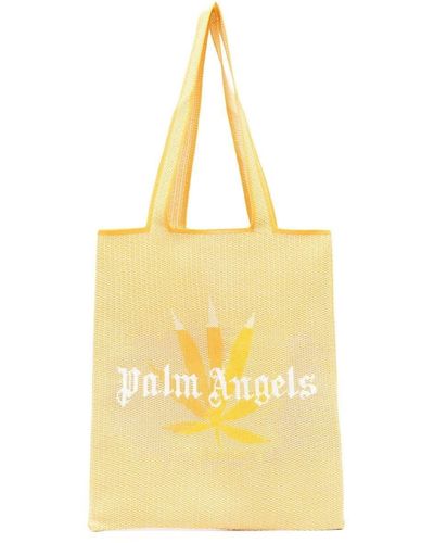 Palm Angels Bolso shopper con logo estampado - Amarillo