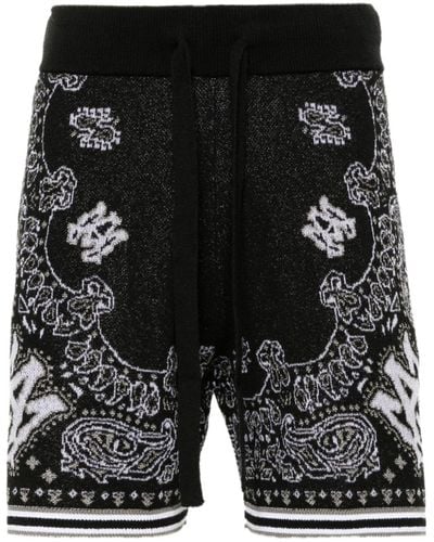 Amiri Bandana-jacquard Knitted Shorts - Black