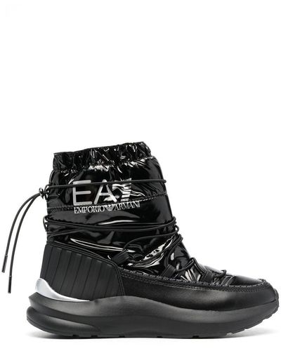 EA7 Stivali da neve trapuntati con stampa - Nero