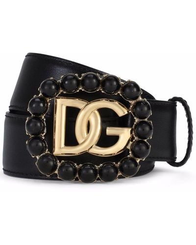 Dolce & Gabbana Ceinture en cuir à boucle DG - Noir