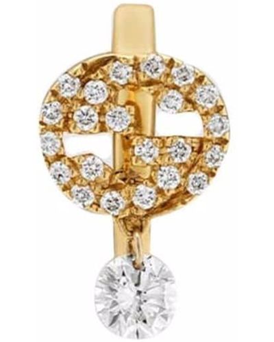 Gucci 18kt Yellow Gold Interlocking G Diamond Earring - Metallic