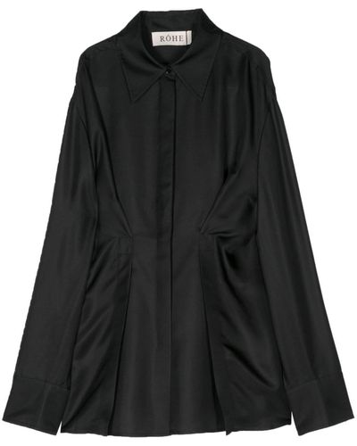 Rohe Pleated Silk Shirt - Black