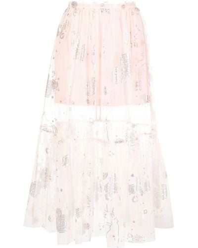 Macgraw Sequin-embellished Sheer Tulle Skirt - White