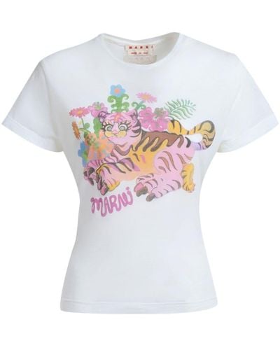 Marni Graphic-print cotton T-shirt - Weiß