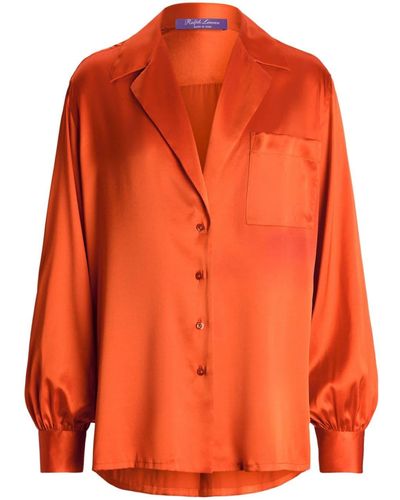 Ralph Lauren Collection Chemise en soie stretch à manches longues - Orange