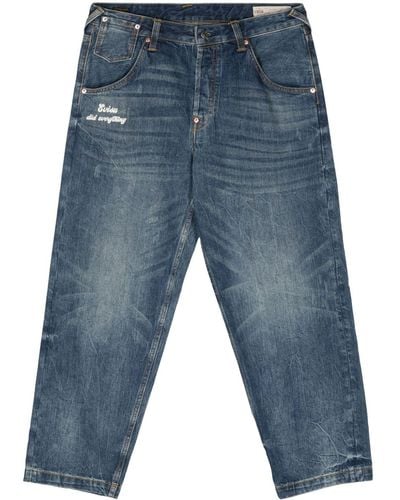 Evisu Slogan-print tapered-leg jeans - Blu